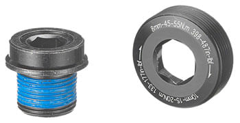 Samox ISIS Self-Extracting eBike Crank Spindle Bolt - M15x1mm, 14mm long, M22x1mm Cap (Left Hand Thread), Black