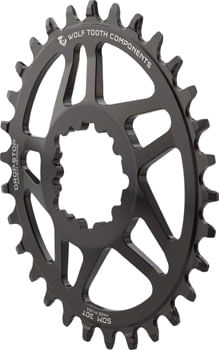 Wolf Tooth Elliptical Direct Mount Chainring - 30t, SRAM Direct Mount, Drop-Stop, For SRAM 3-Bolt Cranksets, 6mm Offset, Black