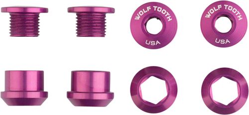 Wolf Tooth 1x 6mm Chainring Bolt: Purple, Set of 4, Dual Hex Fittings