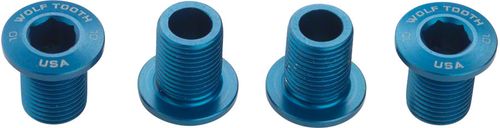 Wolf Tooth Set of Chainring Bolts for 104 x 30T Rings(10 mm long) 4-Pieces, Blue