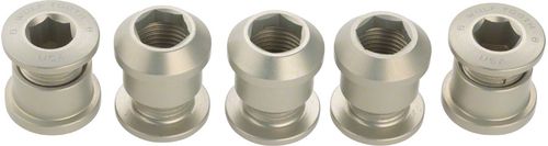 Wolf Tooth Set of 5 Chainring Bolts for 1x use, Dual Hex Fittings, Silver