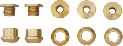 Wolf Tooth 1x 6mm Chainring Bolt: Gold, Set of 5, Dual Hex Fittings