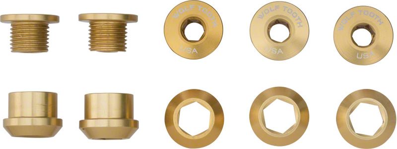 Wolf-Tooth-1x-6mm-Chainring-Bolt--Gold-Set-of-5-Dual-Hex-Fittings-CR0616-5
