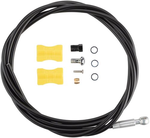 Shimano SM-BH90-SBLS High Pressure Disc Brake Hose Kit - Long Silver Banjo Caliper Connector, 2000mm, Black