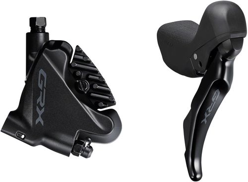 Shimano GRX ST-RX400/BR-RX400 Hydraulic Disc Brake and Brake/Shift Lever - Right, 10-Speed, Flat Mount, Finned Resin Pads, Black