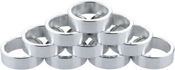 Problem Solvers Headset Stack Spacer - 25.4, 10mm, Aluminum, Silver, Bag of 10