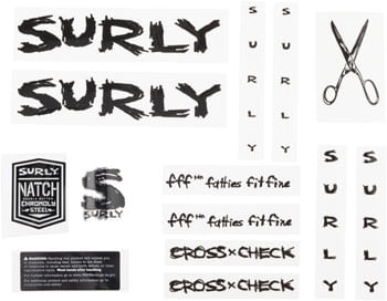 Surly Cross Check Frame Decal Set - Black, with Scissors