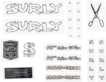 Surly Cross Check Frame Decal Set - White, with Scissors