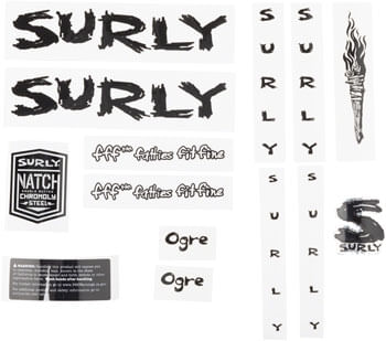 Surly Ogre Frame Decal Set - Black, with Torch