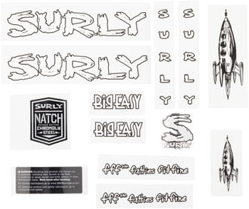 Surly Big Easy Frame Decal Set - White, with Rocket