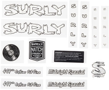 Surly Midnight Special Frame Decal Set - White, with Record