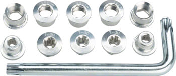 FSA Torx T-30 Alloy Double Chainring Nut/Bolt Set with tool, Silver
