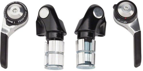microSHIFT Bar End Shifter Set, 9-Speed Road, Double/Triple, Shimano Compatible, Silver