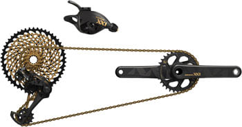 SRAM XX1 Eagle DUB Groupset: 175mm Boost 34 Tooth Crank, Rear Derailleur, 10-50 12-Speed Cassette, Trigger Shifter, and Chain, Gold Logos