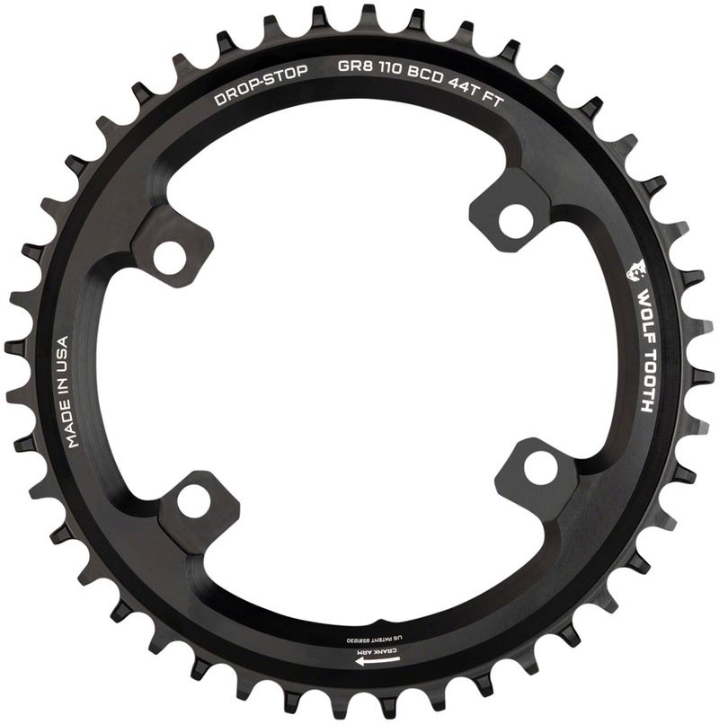 Wolf-Tooth-Shimano-110-Asymmetric-BCD-Chainring---46t-110-Asymmetric-BCD-4-Bolt-Drop-Stop-Flattop-For-Shimano-GRX-Cranks-Black-CR8133-5