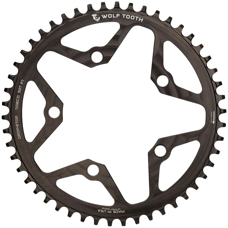 Wolf-Tooth-110-BCD-Cyclocross-and-Road-Chainring---50t-110-BCD-5-Bolt-Drop-Stop-10-11-12-Speed-Eagle-and-Flattop-Compatible-Black-CR0588-5