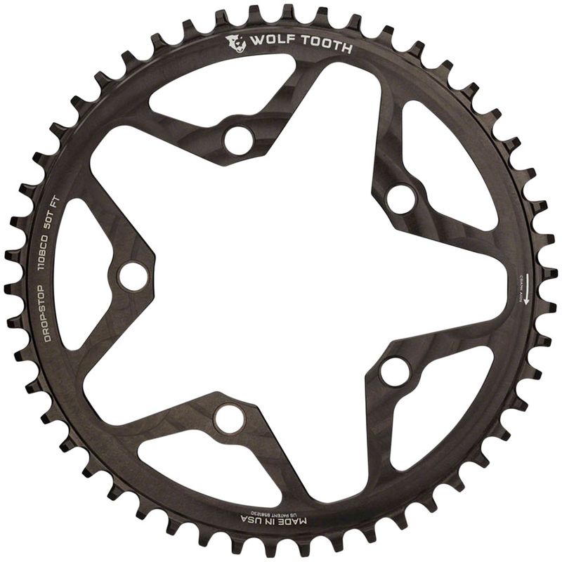 Wolf-Tooth-110-BCD-Cyclocross-and-Road-Chainring---52t-110-BCD-5-Bolt-Drop-Stop-10-11-12-Speed-Eagle-and-Flattop-Compatible-Black-CR0589-5