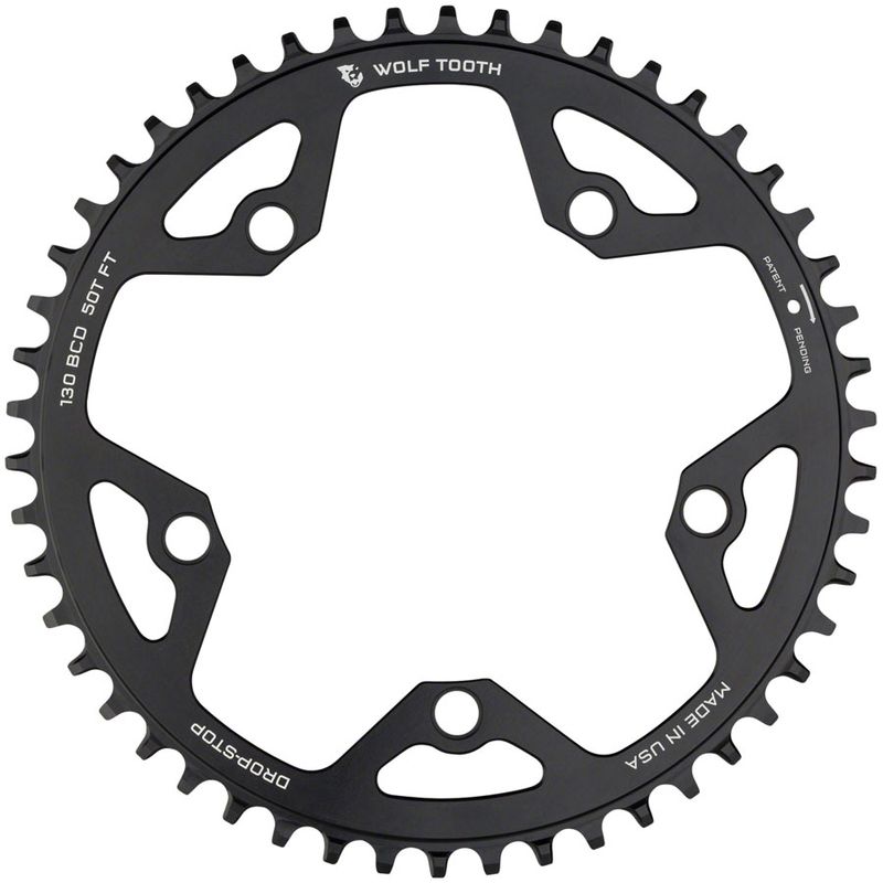 Wolf-Tooth-130-BCD-Road-and-Cyclocross-Chainring---46t-130-BCD-5-Bolt-Drop-Stop-10-11-12-Speed-Eagle-and-Flattop-Compatible-Black-CR9912-5