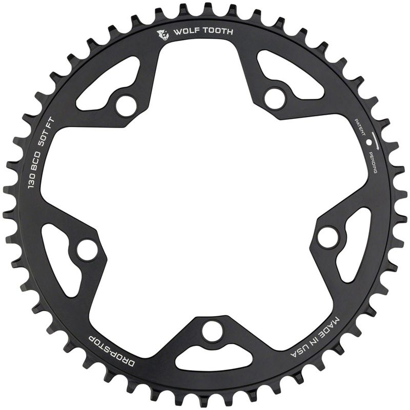 Wolf-Tooth-130-BCD-Road-and-Cyclocross-Chainring---50t-130-BCD-5-Bolt-Drop-Stop-10-11-12-Speed-Eagle-and-Flattop-Compatible-Black-CR9914-5
