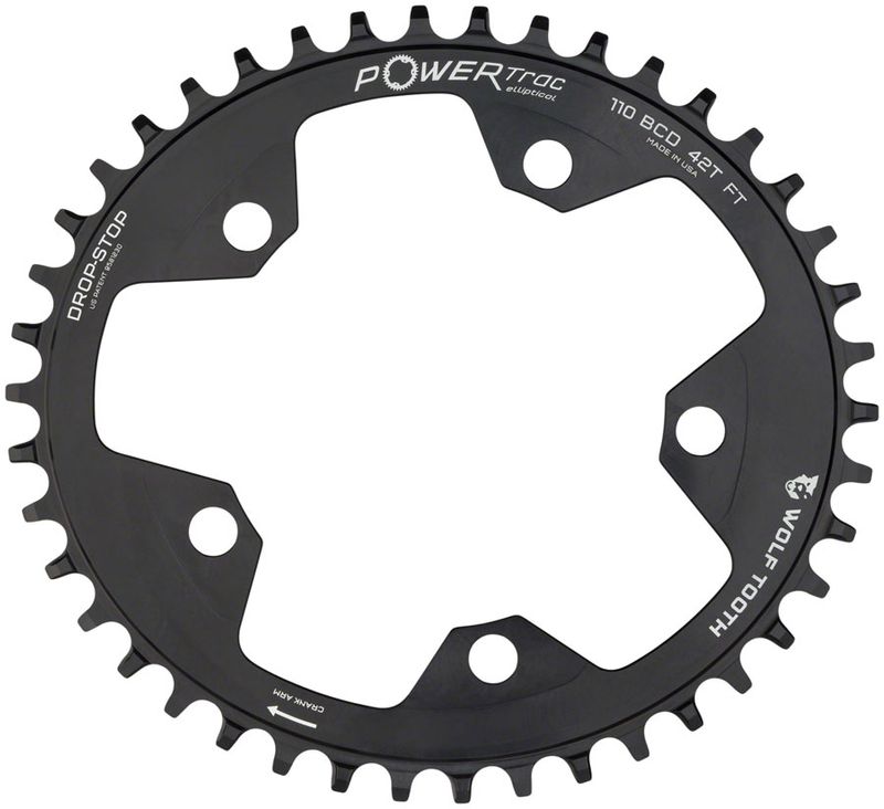 Wolf-Tooth-Elliptical-110-BCD-Chainring---42t-110-BCD-5-Bolt-Drop-Stop-10-11-12-Speed-Eagle-and-Flattop-Compatible-Black-CR2937-5