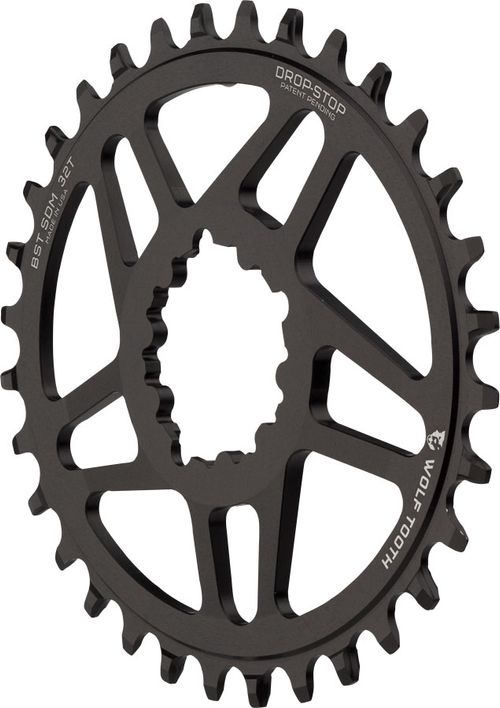 Wolf Tooth Elliptical Direct Mount Chainring - 34t, SRAM Direct Mount, Drop-Stop A, For SRAM 3-Bolt Boost Cranksets, 3mm Offset, Black