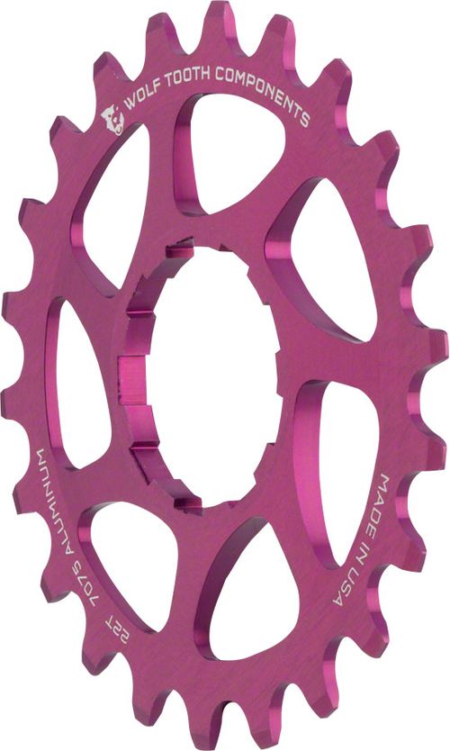Wolf Tooth Single Speed Aluminum Cog - 22t, Compatible with 3/32" Chains, Purple
