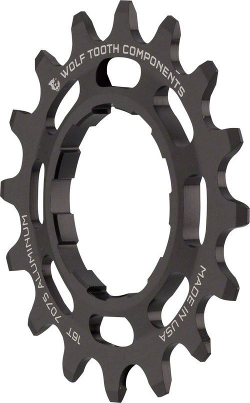 Wolf Tooth Single Speed Aluminum Cog - 16t, Compatible with 3/32" Chains, Black