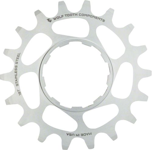 Wolf Tooth Single Speed Stainless Steel Cog - 18t, Compatible with 3/32" Chains