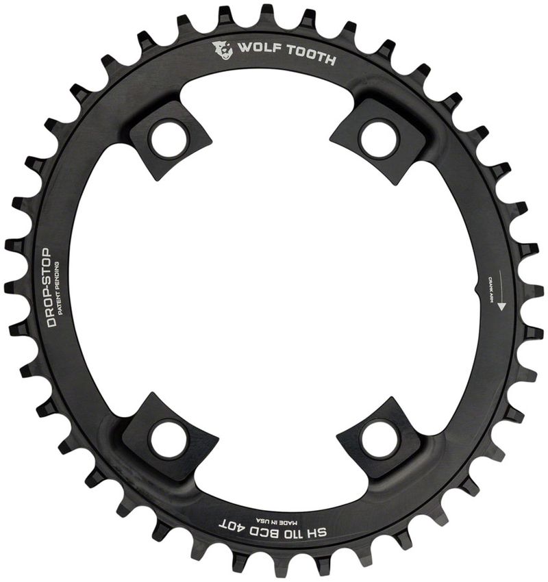 Wolf-Tooth-Elliptical-Shimano-110-Asymmetric-BCD-Chainring---42t-110-Asymmetric-BCD-4-Bolt-Drop-Stop-For-Shimano-Cranks-Black-CR0634-5