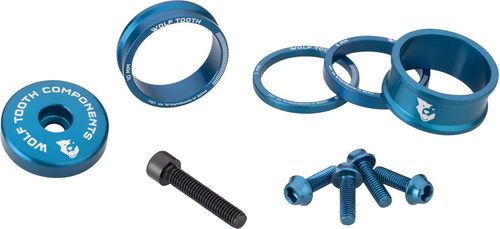 Wolf Tooth BlingKit: Headset Spacer Kit 3, 5,10, 15mm, Blue