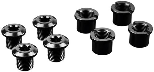 absoluteBLACK Chainring Bolt Set - Long Bolts and Nuts, Set of 4, Black