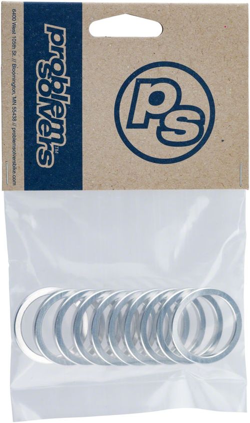 Problem Solvers Headset Stack Spacer - 25.4, 3mm, Aluminum, Silver, Bag of 10