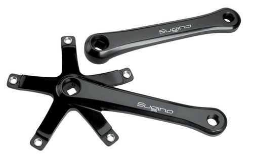 Sugino 75 Track Crank Arm Set - 165mm, 144 BCD, Square Taper ISO Spindle Interface, Black