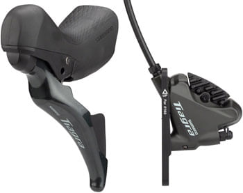 Shimano-Tiagra-ST-4725-BR-4770-Mechanical-Shift-Hydraulic-Brake-Lever-and-Caliper---Front-Flat-Mount-Finned-Resin-Pads-Black-LD6053