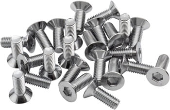 BikeFit Cleat Screws, 25-Pack, 14mm, SPD / MTB Compatible, Countersunk, 4mm Hex, M5 X 0.8