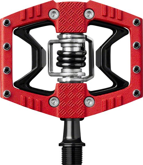 Crankbrothers Double Shot 3 Pedals - Single Side Clipless with Platform, Aluminum, 9/16", Red/Black