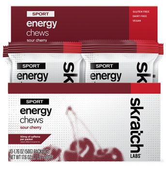 Skratch Labs Sport Energy Chews - Caffeinated Sour Cherry, Box of 10