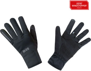 GORE M WINDSTOPPER® Thermo Gloves - Black, Full Finger, X-Small
