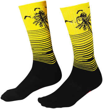 Fist Handwear Miami: Phase 2 Crew Sock - Black/Yellow, Small/Medium