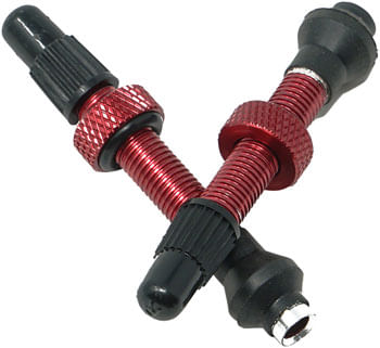 Industry-Nine-No-Clog-Aluminum-Tubeless-Valve-Stems-39mm-Red-Pair-TU0602