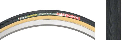 Vittoria Juniores Tire - 650c x 21, Tubular, Folding, Black/Tan