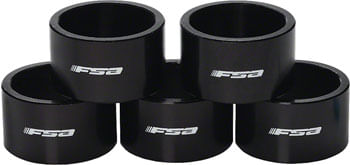 FSA 1-1/8"x20mm Headset Spacers Black Alloy with Logo Bag of 5