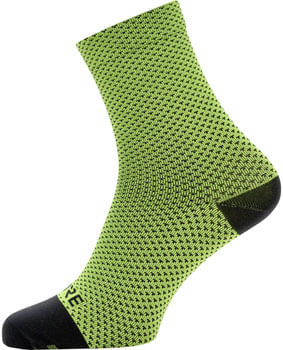 GORE® C3 Dot Mid Socks - Neon Yellow/Black, 6.7" Cuff, Fits Sizes 6-7.5