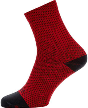 GORE® C3 Dot Mid Socks - Red/Black, 6.7" Cuff, Fits Sizes 6-7.5