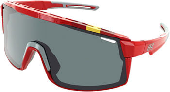 Optic Nerve Fixie Max Sunglasses - Shiny Red, Spanish Flag Rim, Smoke Lens with Silver Mirror