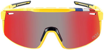 Optic Nerve Fixie Max Sunglasses - Shiny Yellow, French Flag Lens Rim, Smoke Lens with Red Mirror