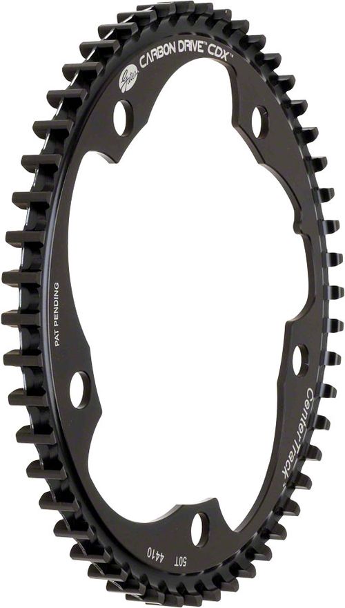 Gates Carbon Drive CDX CenterTrack Front Belt Drive Ring - 50t, 5-Bolt, 130mm BCD, Black