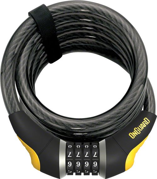 OnGuard Doberman Combo Cable Lock: 6' x 15mm, Gray/Black/Yellow