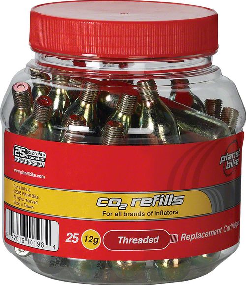 Planet Bike 12g Threaded CO2 Cartridges: Tub of 25