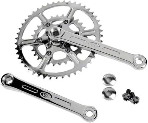 Velo Orange New Rando Crankset - 165mm, 8/9/10-Speed, 46/30t, 50.4 BCD, Square Taper JIS Spindle Interface, Polished Stainless